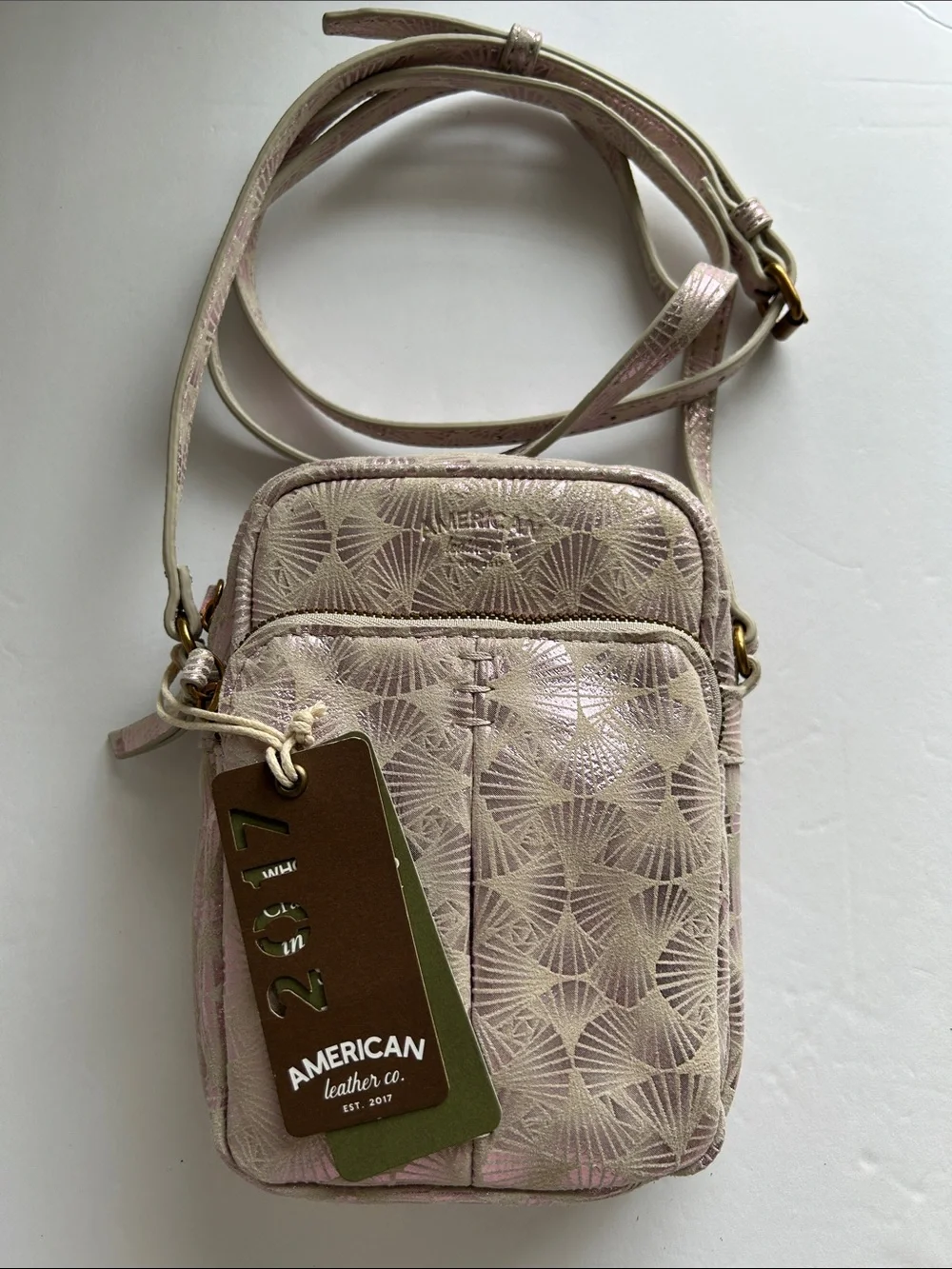 NWT American Leather Co. Cleveland Mini Leather Crossbody Bag in Lavender Skies